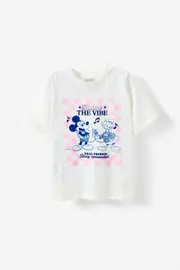 [Cotton On Kids] Cotton On Kids - Mickey Mouse Drop Shoulder Short Sleeve Tee - Lcn dis mickey share the vibe/vanilla 7 LCN DIS MICKEY SHARE THE VIBE/VANILLA