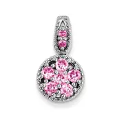 Sterling Silver Rhodium-plated u0026 Pink Tourmaline Circle Pendant