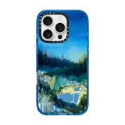 iPhone 16 Pro Impact Case NATURE REIGNS SUPREME 2, FOREST TREES BLUE GREEN WATERCOLOR ABSTRACT PAINTING