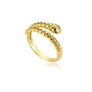 Culturesse Tatum Sterling Silver Adjustable Open Ring 18K Yellow Gold Plating