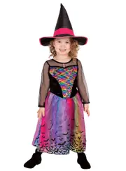 Sparkly Girls Rainbow Witch Halloween Costume
