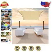 Rectangle Sun Shade Sail - 95% UV Block, Heavy Duty Waterproof Canopy - Beige