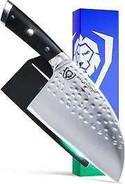 DALSTRONG Serbian Chef Knife - 7.5" - Meat Cleaver - Gladiator Series Elite - German HC Steel - Hammered Blade Finish - G10 Handle - w/Sheath - NSF Certified