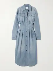 [Marant Étoile] Marant Étoile - Nolwen Cotton-chambray Midi Shirt Dress - Blue - FR 40 FR 40 Blue