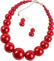 [WOFASHPURET] Stylish Pearl Necklace Earrings Set Imitation Pearl Clavicle Necklace Earrings Fashionable Women's Jewelry for Events