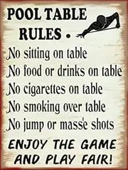 Pool Table Rules Billards Canvas Liquor Bar Pool Man Cave Metal Sign Home Decor