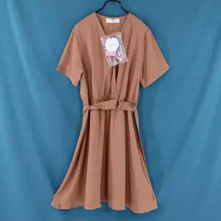 【TOKYO FASHION 東京著衣】粉杏色短袖交襟洋裝M