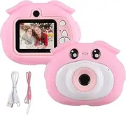 Cartoon Digital Camera 1080P Digital Video Camera for Dual Lens 2.0 Inch IPS Screen 4X Built-in Battery Cute P Frames esting Games with Neck Strap Birthday Pink