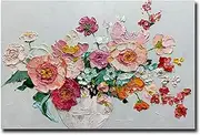 V-inspire Art,24X36 Inch Modern Abstract Hand Painted Colorful Flower Oil Paintings Acrylic Canvas Paint Knife Painting Hanging Painting Living Room Bedroom Wall Art Home Decoration