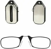 LEDON Reading Glasses And Pod Case 1.5 Strength Black Frames, Flexible Portable Mini Nose Clip Reading Glasses Wallet Pocket Phone