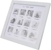 Photo Frame, Baby Growth Record Frame for 12 Months Growth Record Supports Wall
