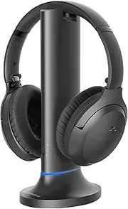 Avantree Opera - 35H Comfortable Wireless Headphones for TV Watching with Bluetooth 5.0 Transmitter & Charging Stand, Clear Dialogue Mode, Passthrough, High Volume for Seniors, 164FT Long Range