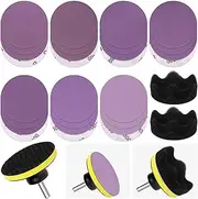 31Pcs Car Headlight Restoration Assortment Kit Disc Pad Holder Buffing Sponge Pad Headlights Lens Restorer 3-inch Polishing Sanding Discs Kit Car Polishing Pads for Car Polishing Waxing
