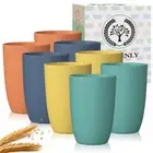 Wheat Straw Cups 8 PCS Plastic Cups Unbreakable Drinking Cup Reusable Dishwas...