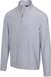 [GREG NORMAN] Men's Backswing Quarter Zip Golf Mid Layer Silver, Silver, XXL