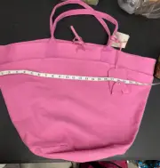 NEW Canvas Pink Shoulder Tote Beach Bag Large Tie Closure-Universal Thread