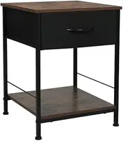 Levede Bedside Tables, End Table Storage Cabinet Chest of Drawer, Small Metal Side Table Nightstand Storage Living Room Bedroom Cabinet Small Spaces Bedside Furniture(35 x38.5 x14.5cm,Rustic Brown)