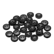 30pcs Wooden Sewing Button 12.5mm 2 Holes Round Craft Buttons, Black
