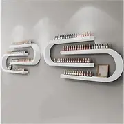 Wall Mounted Perfume Bottle Shelf Display Rack, U-Shaped Nail Polish Essential Oil Storage Shelf, Nail Supplies Organizer for Salon Beauty Nail Shop,White,2P