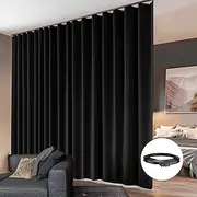 hoeflife Room Dividers Blackout Curtains Track Ceiling Mount Ceiling Track for Curtain Living Room Bedroom Dividers Curtains 1 Panel W100 x H84 Black Curtain and Black Track x1