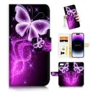 ( For iPod Touch 5 6 7 ) Wallet Flip Case Cover AJ26401 Purple Butterfly