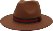 [Miekeits] 1-Pack Brim Felt Fedora Hat Wide Brim Wool Fedora Hat Panama Hat Casual Jazz Hats for Men Women