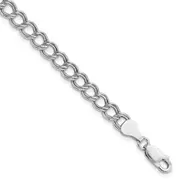 Sterling Silver Amore La Vita Rhodium-Plated Polished 6mm 8 Inch Double Link With Lobster Clasp Charm Bracelet