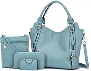 [Soperwillton] Purses for Women Large Shoulder Handbag Tote PU Leather Hobo Crossbody Bag Ladies Wallet Set 4pcs