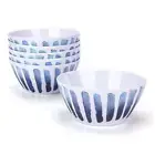 Blue Stripe Melamine Bowls, 6-inch 100% Melamine Cereal/Soup/Salad Bowls, set...