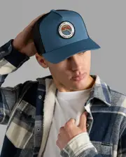 [Rip Curl] Rip Curl Men's Custom Sunsets Desto Trucker Cap in Dusty Blue One Size Dusty Blue