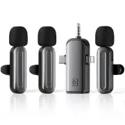 3 in 1 Wireless Lavalier Microphones for iPhone,Android,USB-C,Camera,Built-in...