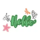 SIZZIX Hello #2 Framelits w/Stamps Clear Stamps Dies Phrase Flower Butterfly