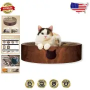 XL Eco-Friendly Cat Scratcher Bowl with Reversible Pad - Dark Cherry Comfort