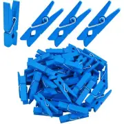 50pcs Blue Wood Clips Mini Clothespins Wooden Utility Paper Photo Clips Laund...