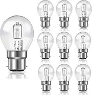 Lamptobe 42W BC B22 Halogen Golf Ball Bulbs, Dimmable G45 Mini Globe Bayonet Cap Light Bulb B22 B22d Classic Clear Round Bulb, Warm White 2700K, 613lm Mains 240V for Ceiling Fans Chandelier (10-Pack)