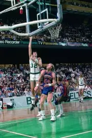 Kevin McHale Boston Celtics shoots a layup v Kent Benson Detroit P- Old Photo