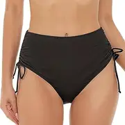 [HZHSGLY] Women’s High Waisted Bikini Bottoms Tummy Control Swimwear with Ruffled Drawstring, Sex Bikini Quick Dry