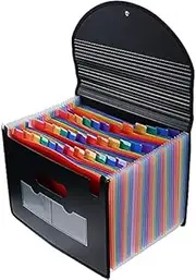 ANMOO 36 Pockets Expandable File Folder Organizer Multi-Color Accordion A4 Document Organizer with Expanding Wallet Stand Colored Labels for Business/Office/School/Home (36 Pockets with Cover)