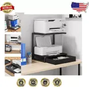 Office Organizer: 2-Tier Desktop Printer Shelf with Drawer for Efficient Storage