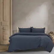 Ardor Boudior Ardor Boudoir Vintage Washed Quilt Cover Set - Navy - Double
