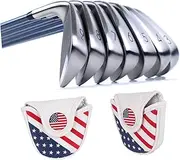 SUPVOX Synthetic Leather US Flag Design Golf Club Headcover PU Leather Putter Cover with Thick Lining and Strong Protection for Putter Heads