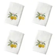 4x Pilbeam Living Cotton Limetta Face Washer Hand Towel Bathroom Decor WHT/Lemon