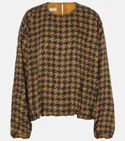 [Dries Van Noten] Dries Van Noten Houndstooth satin blouse AU 10 orange