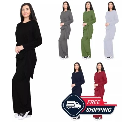 Women's 2-Piece Knitted Waterfall Hanky Hem Loungewear Set - Strappy Top & Pants