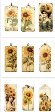 Sunflowers Tags Junk Journals Scrapbook Embellishments USA