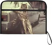 YMXFXP Cat Dancer Car Expandable Filing Folder, 13-Pocket Funny Cute Design with Sticky Labels, A4 Letter Size Document Organizer for Office, School, Boys, Girls