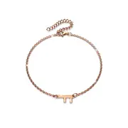Bold Alphabet Letter Initial Charm Bracelet in Rose Gold Tone - F