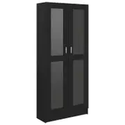 vidaXL Vitrine Cabinet Black Engineered Wood Bookshelf Storage Sideboard Rack