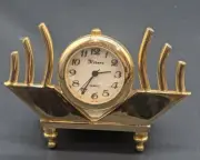 Mini Desk Clock In Gold With 6 Poles with Base