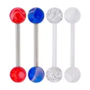 Surgical Steel Tongue Ring Straight Barbell 14 Gauge 5/8" - 4 Pack
